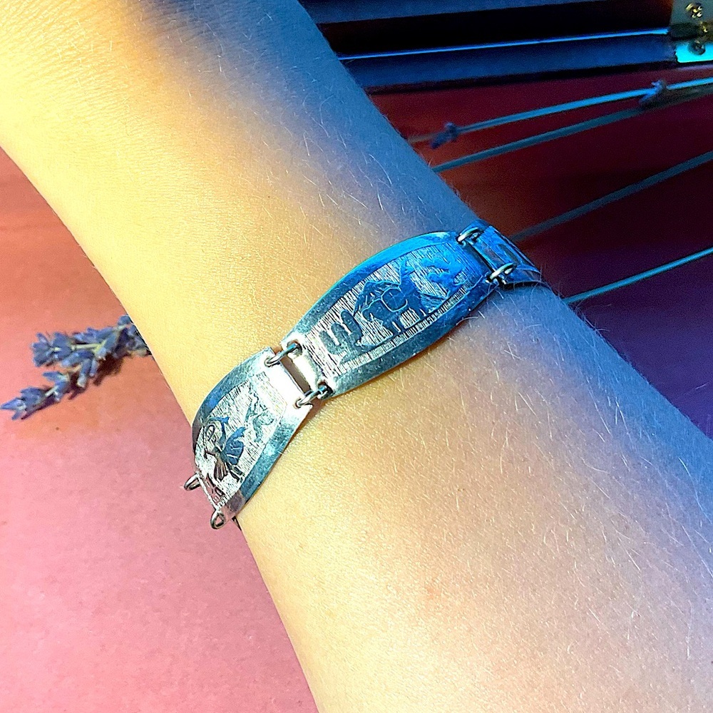 Vintage Peruvian Silver Engraved Bracelet